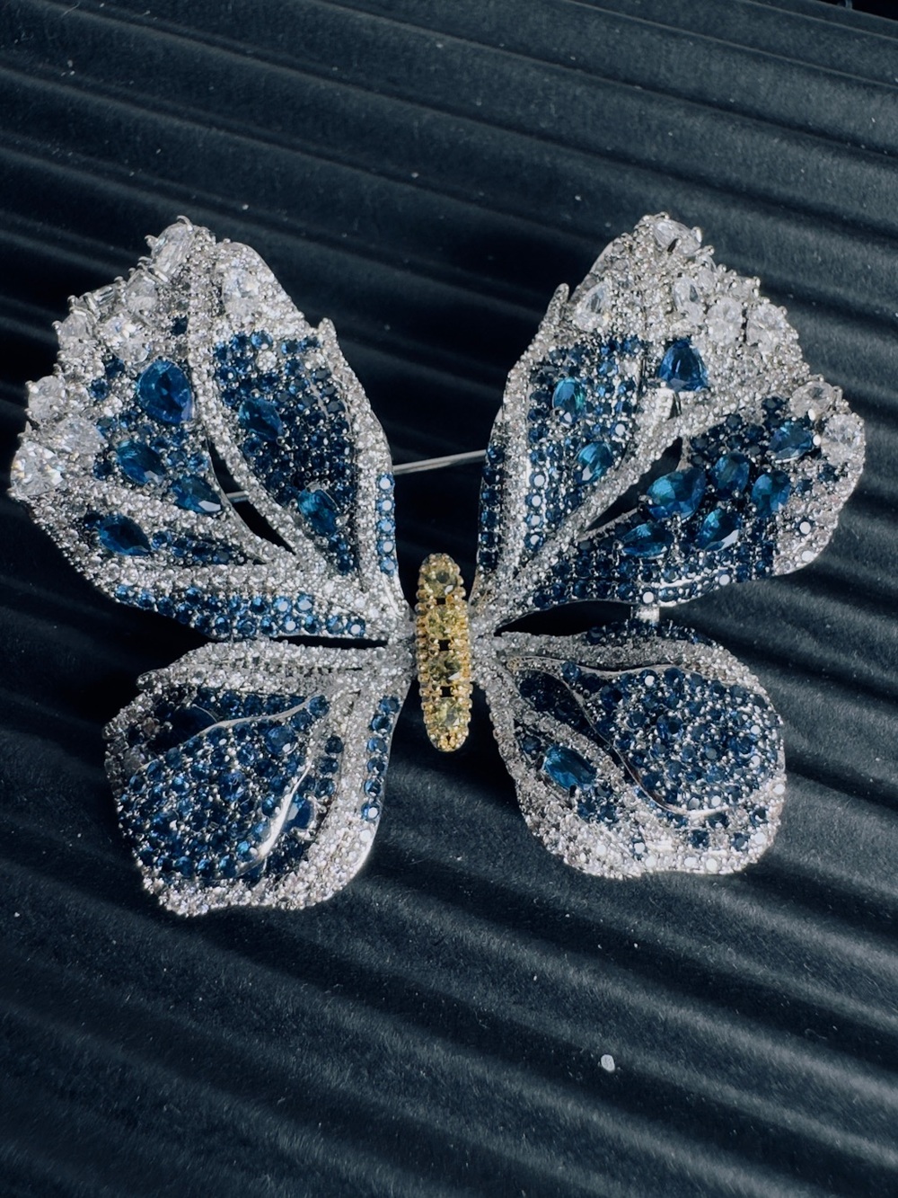 Elegant Blue Crystal Butterfly Brooch - Sparkling Women's Jewelry
